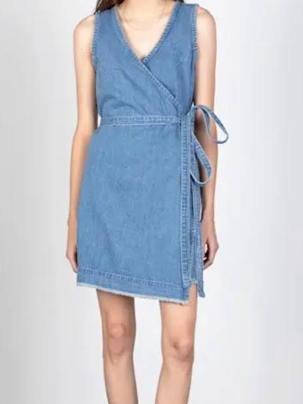 Mod Ref Denim Izzy Dress Wrap Blue Belted Size Small